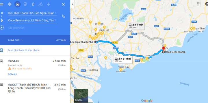 Xe khách ra Coco beach